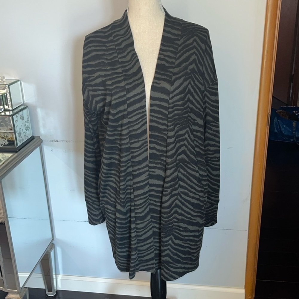 Sanctuary Womens Medium Black Zebra Print Open Front Cardigan Long Sleeve